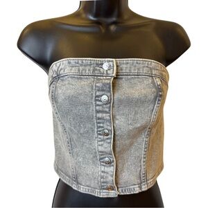 NWOT H&M gray denim bustier-style top - size L
